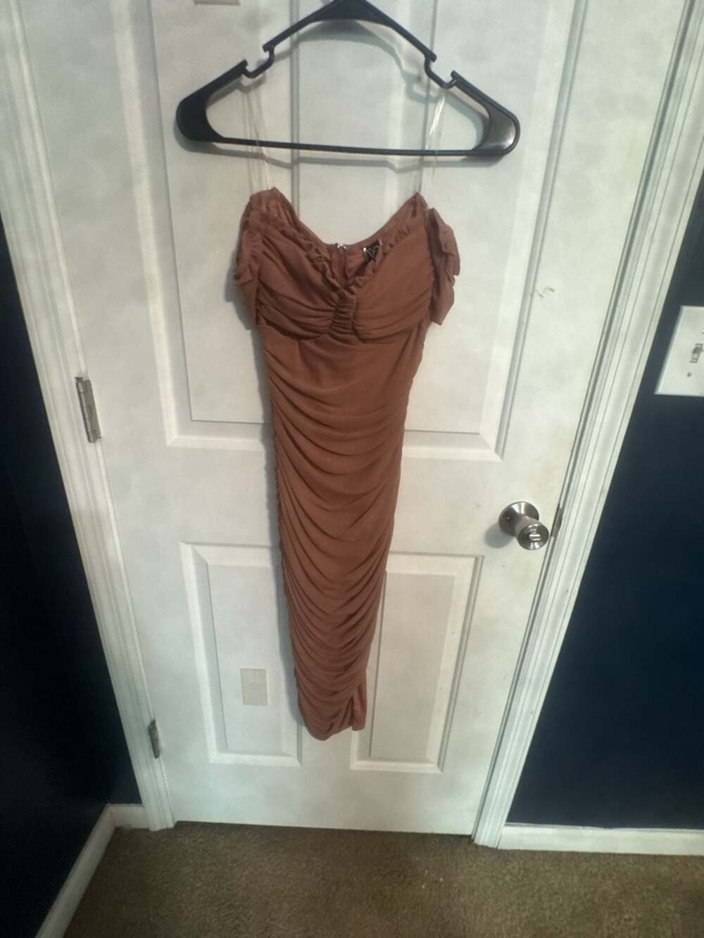 Windsor Ruched Off-The-Shoulder Midi Dress Mauve Size S